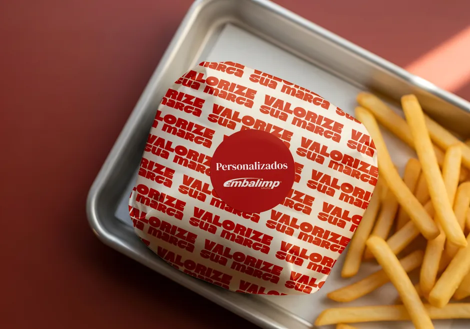 Batata frita embalada em papel acoplado personalizado para lanche